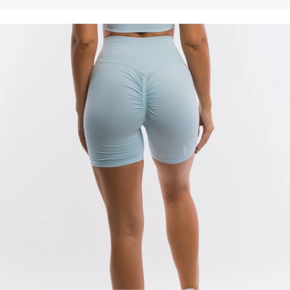 NWOT ECHT Scrunch High-Waist Biker Shorts - Light Blue - Size L